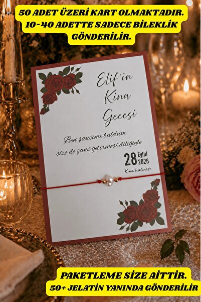 Emtory Home Kırmızı Gül Konsept 10 Adet Kına Hediyesi -Kına Hatırası - Şans B...