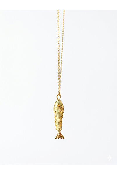 Rose and Light Gold Fish Steel Necklace