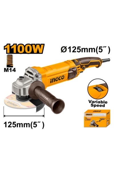 Ingco Γωνιακός Τροχός 125 χιλ. Μεταβλητής Ταχύτητας 1100 W