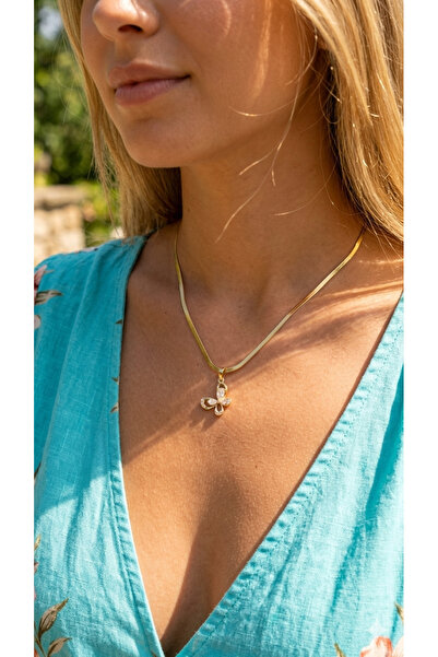 İNN JEWELLERY Steel Necklace, Anti-Tarnish, Anti-Allergic, Vintage Zircon Fig...
