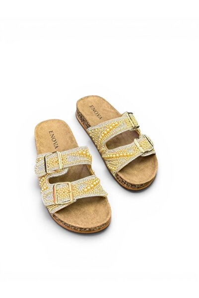İYİSİNDEN SHOES Taşlı Kadın Terlik Boncuklu Şık Günlük Kullanım Kadın Terliği...