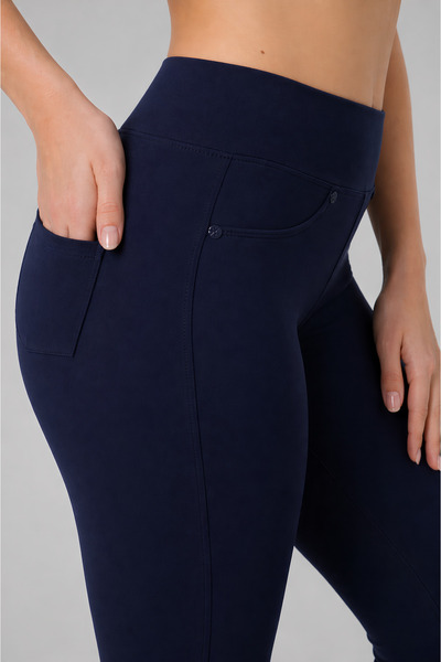 Lasirius Γυναικείο κολάν υψηλής μέσης σε μπλε ναυτικό χρώμα με λεπτομέρεια τσ...