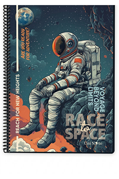 izmir yazici servis Astronot Desenli Mottolu Defter Plastik Kapak 72 YAprak S...