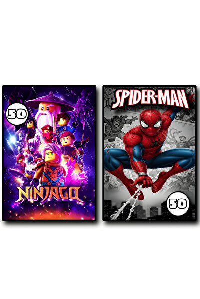 Book Set 2 Carti de Colorat -NINJAGO & Spider-Man - 50 & 50 Ilustratii, A4