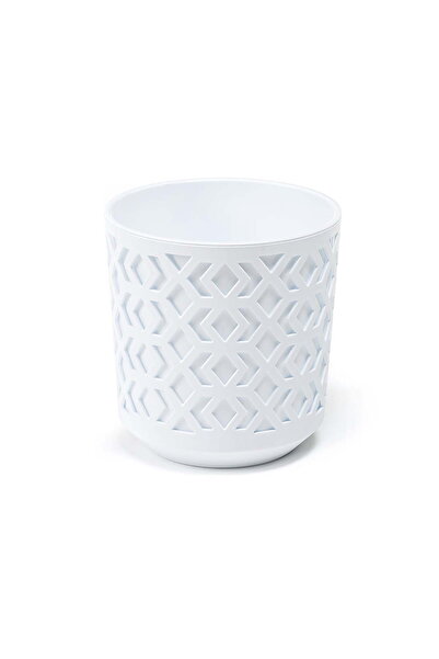 Floraria Tria's Ghiveci Lamela Aztek - Set planter - Alb cu Alb 25 cm