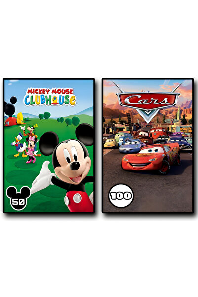 Book Σετ 2 Βιβλίων Ζωγραφικής - Μίκυ Μάους & Αυτοκίνητα - 50 & 100 Εικονογραφ...