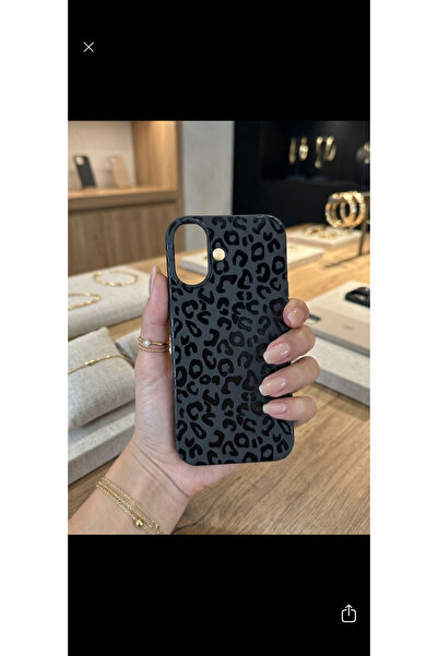 OVADA Iphone 16 PLUS Uyumlu Siyah Leopar Desenli Silikon Telefon Kılıfı