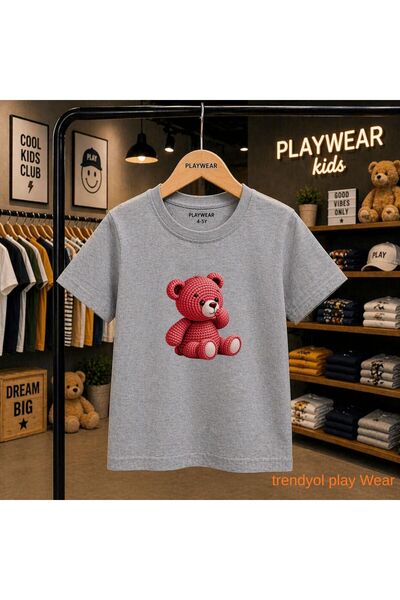 playwear Πλεκτό μπλουζάκι με σχέδιο αρκουδάκι και χάντρες, 100% παιδικό unise...