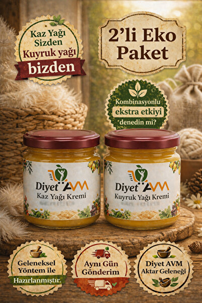 Diyet AVM 2’li Eko Paket Kaz Yağı & Kuyruk Yağı Kremi (170 ML + 170 ML)