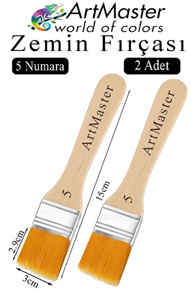 Artmaster Floor Brush Number 5 2 Pieces Paint Brush Synthetic Silk Tip Bristl...