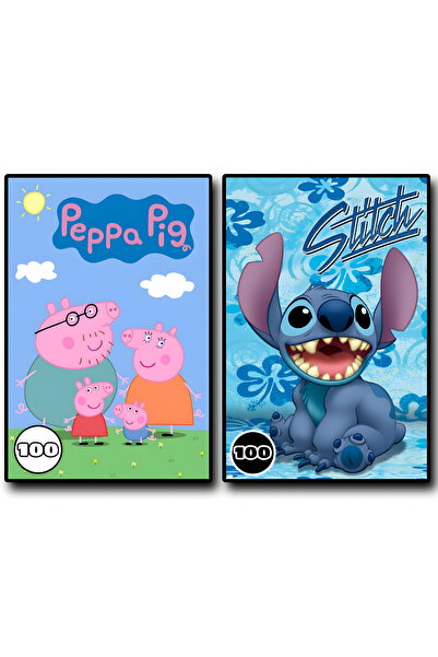 Book Set 2 Carti de Colorat - Peppa Pig & Stitch - 100 & 100 Ilustratii, A4