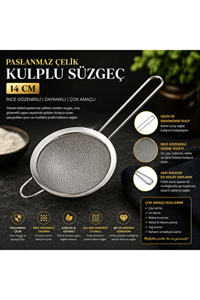 House Bird Stainless Steel Strainer with Handle 14 cm – Fine-Pore Durable Kit...
