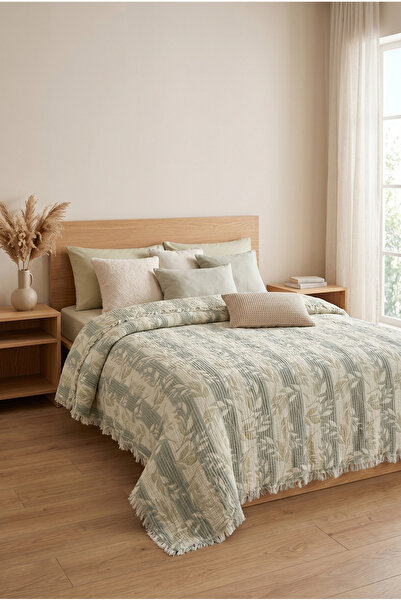 Shopyteks 100% βαμβακερό κάλυμμα κρεβατιού μουσελίνας 5 στρώσεων με επένδυση ...