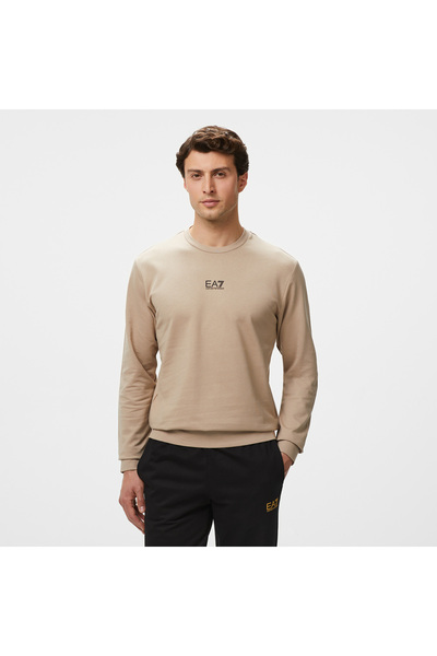 EA7 Erkek Bej Bisiklet Yaka Sweatshirt