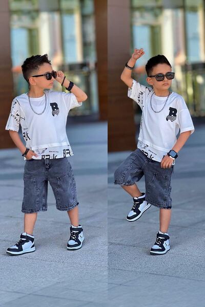 Minigimin Cicileri Μίνι Κιλίρις της Miniğimin: Σετ για αγόρια με τζιν σορτς μ...