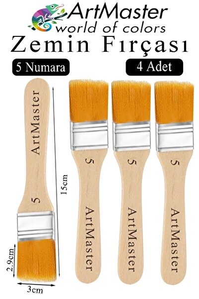 Artmaster Floor Brush Number 5 4 Pieces Paint Brush Synthetic Silk Tip Bristl...