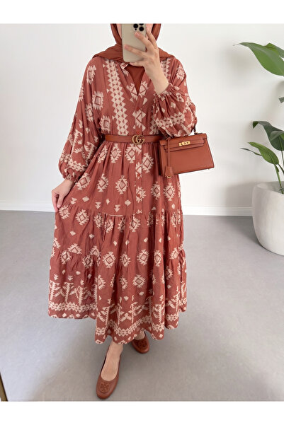 secret of VALORIA Women's Cotton Viscose Patterned Maxi Dress Belt Not Included