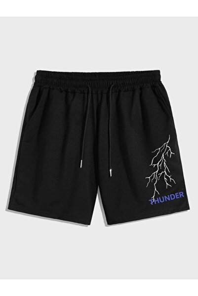 CLASSY.MODA Unisex γραφικά τυπωμένα μαύρα σορτς Streetwear Άνετη εφαρμογή