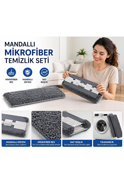ELMART Mandallı Mikrofiber Yer Silme Mopu