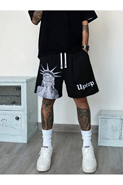 CLASSY.MODA Unisex γραφικά τυπωμένα μαύρα σορτς Streetwear Άνετη εφαρμογή