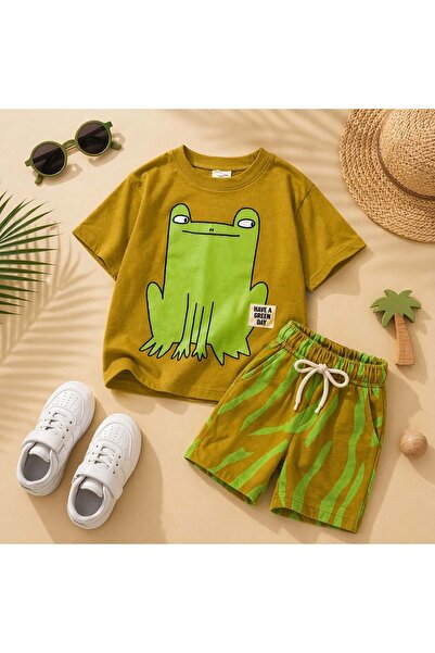 Lolliboomkids Sunny Frog Summer Set Χαριτωμένο Σετ Βάτραχος με Άνετο Τοπ και ...