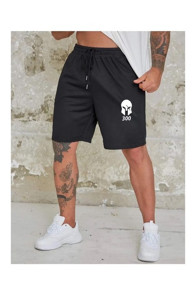 CLASSY.MODA Unisex γραφικά τυπωμένα μαύρα σορτς Streetwear Άνετη εφαρμογή