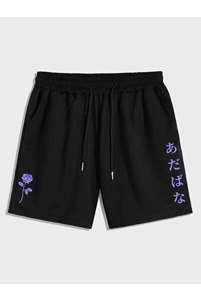 CLASSY.MODA Unisex γραφικά τυπωμένα μαύρα σορτς Streetwear Άνετη εφαρμογή