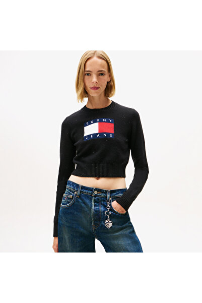 Tommy Hilfiger Tommy Jeans Sparkle Flag Kadın Siyah Kazak