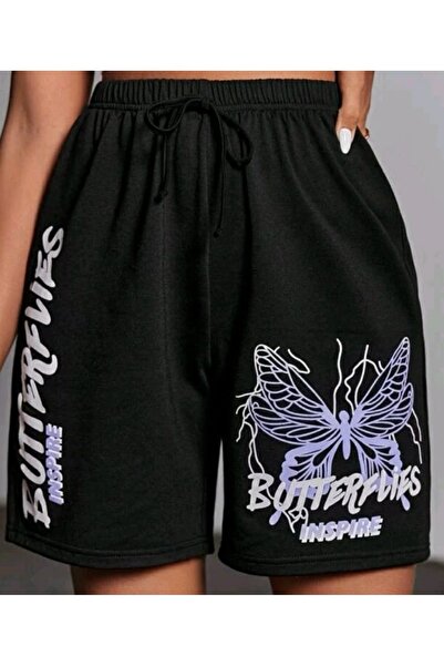 CLASSY.MODA Unisex γραφικά τυπωμένα μαύρα σορτς Streetwear Άνετη εφαρμογή