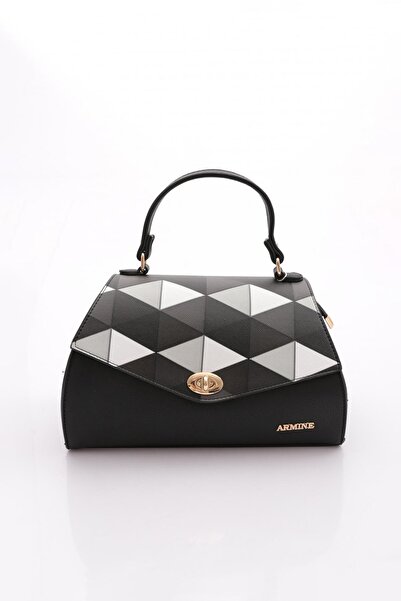 Armine Modern Stylish Plaid Pattern Shoulder Bag Convenient Travel Bag Black