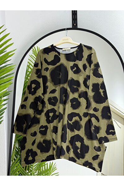 ÖZNE BUTİK Γυναικείο χτενισμένο βαμβακερό τουνίκ μεγάλου μεγέθους 100% βαμβακ...