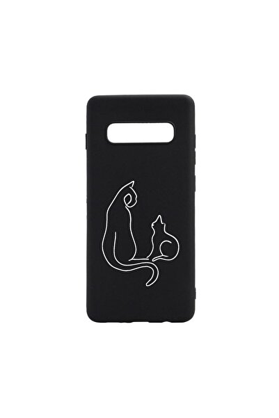 bestcase Θήκη σιλικόνης συμβατή με Samsung Galaxy S10 Plus, Αφηρημένη Γάτα, α...