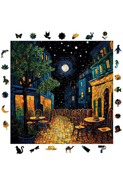 AyrStore Ahşap Puzzle Yetişkin - Van Gogh Kafe Terasta Gece Reprodüksiyonu - ...