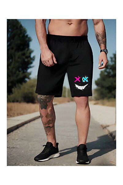 CLASSY.MODA Unisex γραφικά τυπωμένα μαύρα σορτς Streetwear Άνετη εφαρμογή