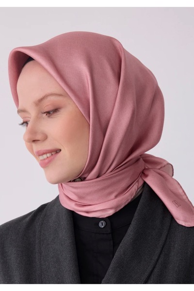 Belli Pembe Klasik Desen %100 Twill İpek Eşarp 4305-84
