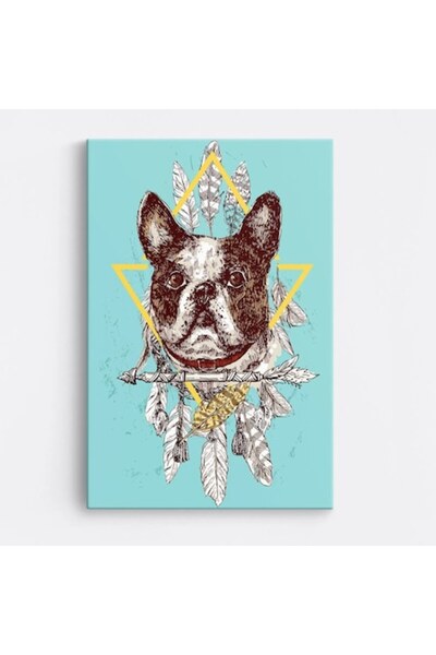 OEM Tablou Premium pe Pânză WOWCanvas, Portret de Bulldog Francez, 80 x 120 cm