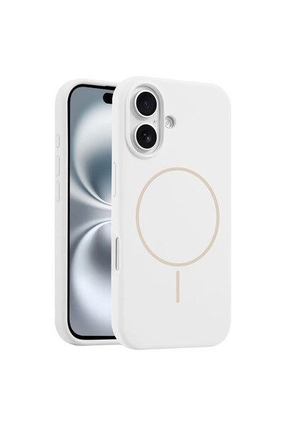 cepmoda iPhonE "16" JLY İçi Kadife Kaplama Soft Magsafe Lansman Kılıf [BEYAZ]