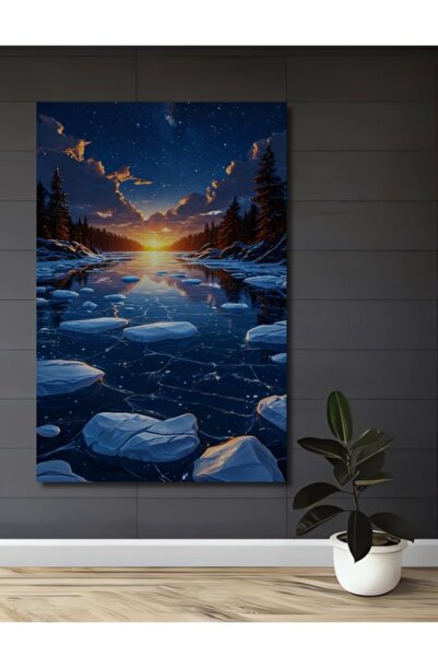 Teona Ahşap Διακοσμητικό ξύλινο τραπέζι με εμφάνιση ελαιογραφίας με σκηνικό π...