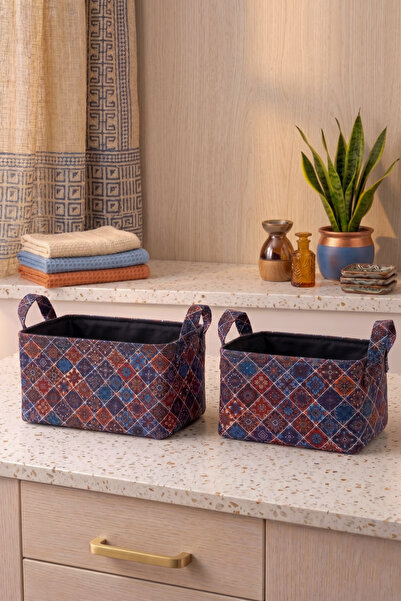 Paris Home Σετ 2 πτυσσόμενων καλαθιών αποθήκευσης με έθνικ σχέδια – Οργανωτής...