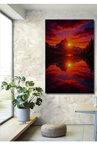 Teona Ahşap Μεγαλοπρεπές Ηλιοβασίλεμα στο Βουνό, Ξύλινο Διακοσμητικό Τραπέζι ...