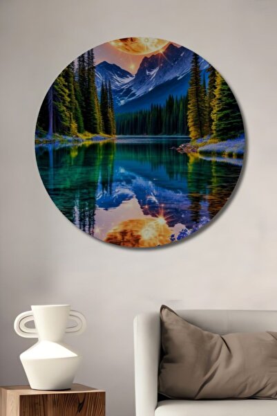 Teona Ahşap Στρογγυλό Μαγικό Τοπίο Λίμνης με Μαγευτικό Δάσος, Διακοσμητικό Ξύ...