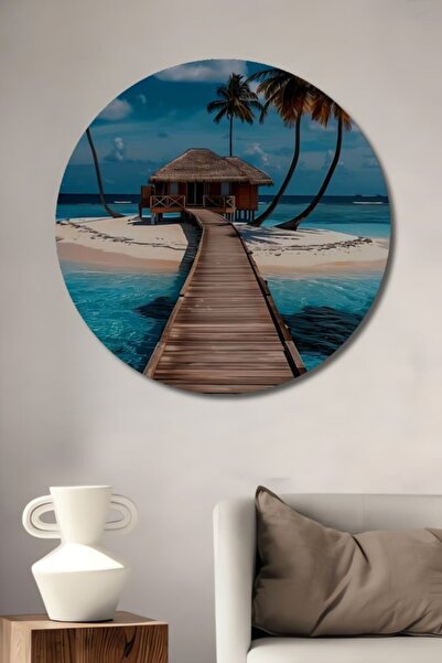 Teona Ahşap Στρογγυλό Ξύλινο Διακοσμητικό Τραπέζι Μαλδίβες Τροπικός Παράδεισο...