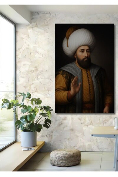 Teona Ahşap Πορτρέτο Οθωμανικού Σουλτάνου, Ξύλινο Διακοσμητικό Τραπέζι με Ελα...