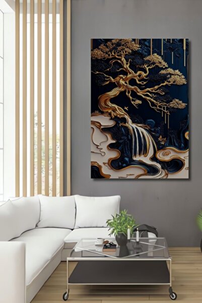 Teona Ahşap Ξύλινο Διακοσμητικό Πίνακα Τέχνης Καταρράκτη από Χρυσό Ξύλο για Σ...