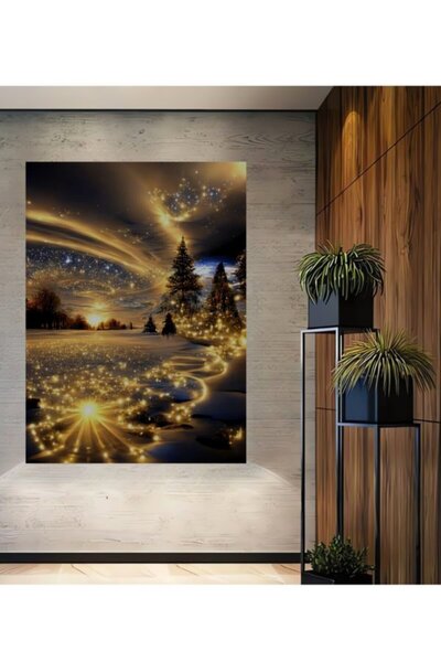 Teona Ahşap Λαμπερό Χειμωνιάτικο Παραμύθι Αφηρημένης Τέχνης Ξύλινο Διακοσμητι...