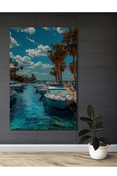 Teona Ahşap Διακοσμητικός ξύλινος πίνακας με ελαιογραφία πολυτελών γιοτ στην ...