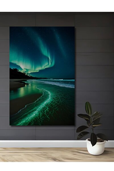 Teona Ahşap Γοητευτικό Ξύλινο Διακοσμητικό Τραπέζι με Θέμα το Βόρειο Σέλας κα...