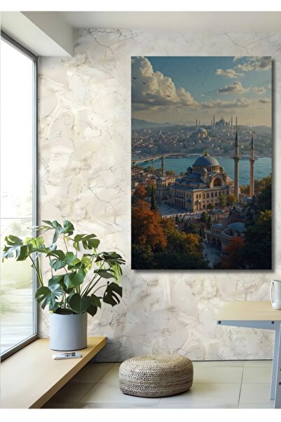 Teona Ahşap Ξύλινο διακοσμητικό πίνακα με ελαιογραφία με θέα την Ιστορική Χερ...