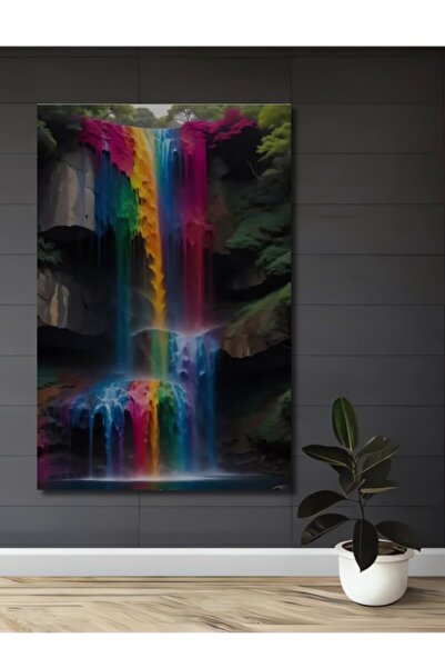 Teona Ahşap Ξύλινο διακοσμητικό τραπέζι με ελαιογραφία με θέμα τον καταρράκτη...