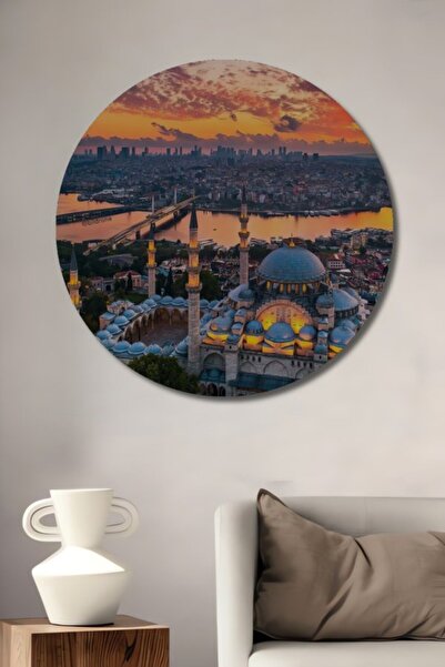 Teona Ahşap Στρογγυλός Ξύλινος Διακοσμητικός Πίνακας με Ελαιογραφία Κατόψυχης...